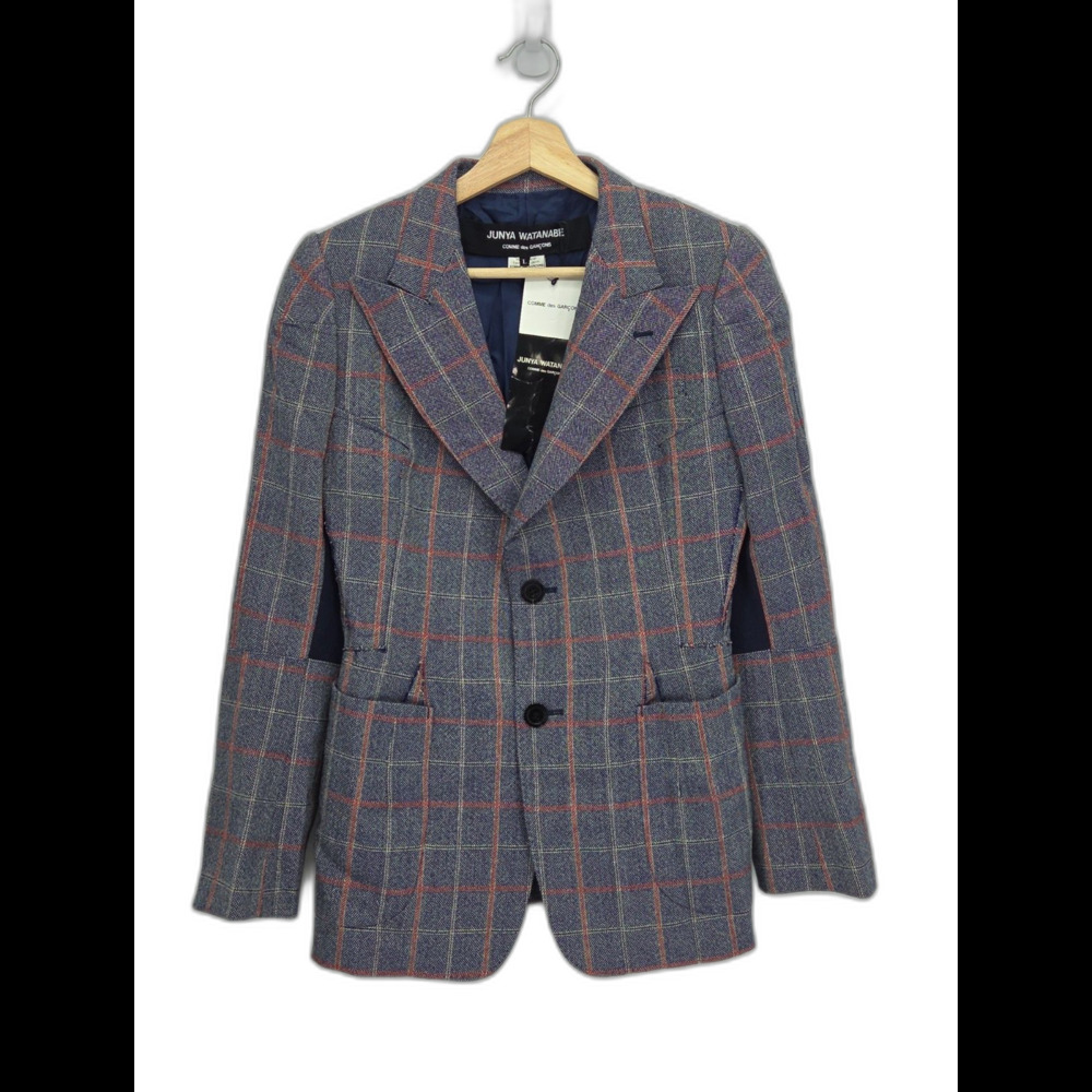 New Junya Watanabe Comme des Garçons Blazer Jacket Wool Windowpane Plaid Large